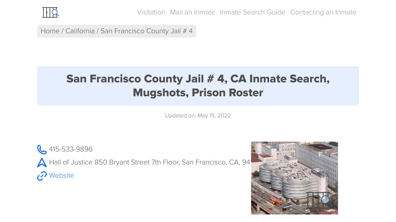 San Francisco County Jail # 4, CA Inmate Search, Mugshots ...