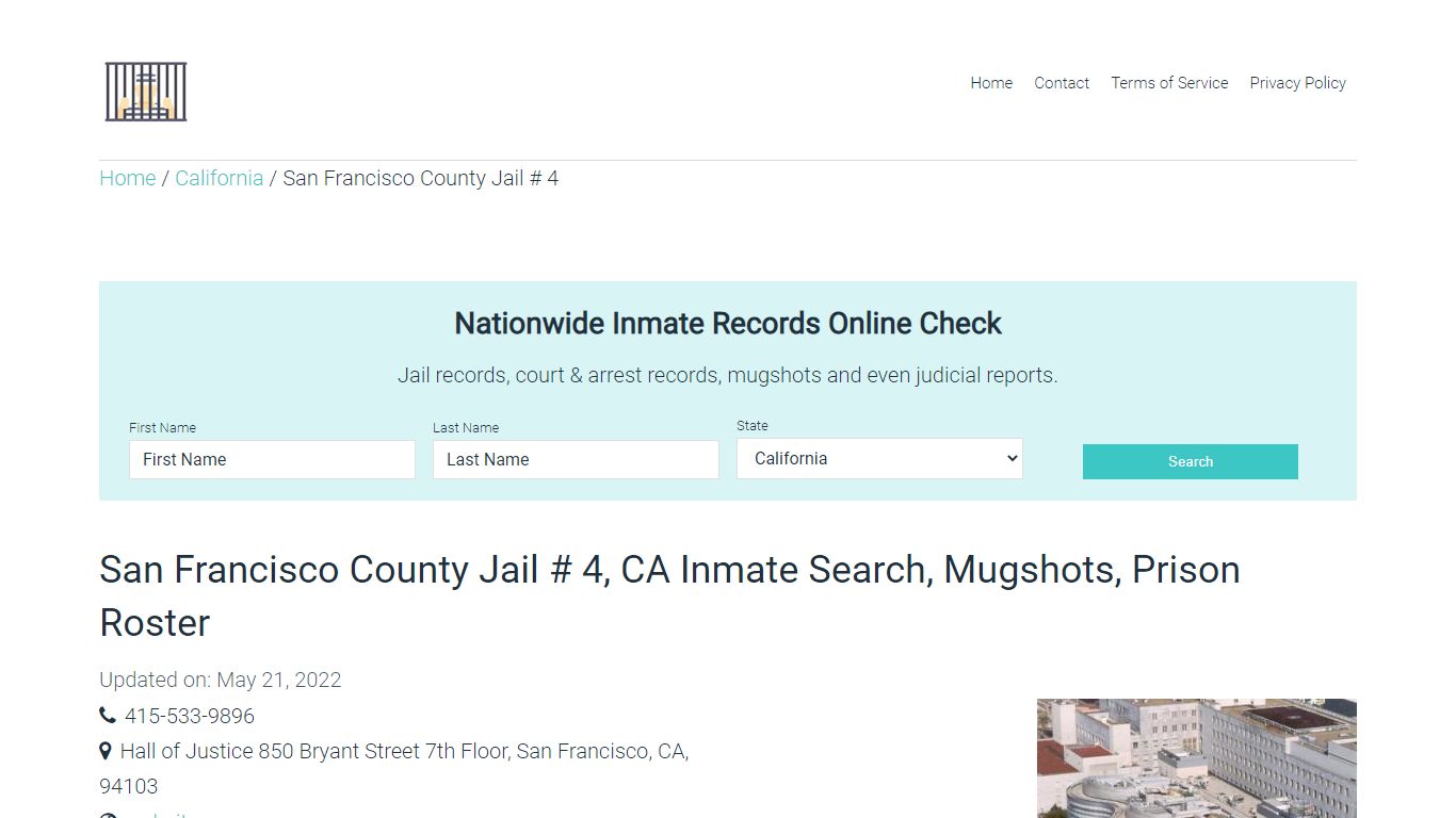 San Francisco County Jail # 4, CA Inmate Search, Mugshots ...