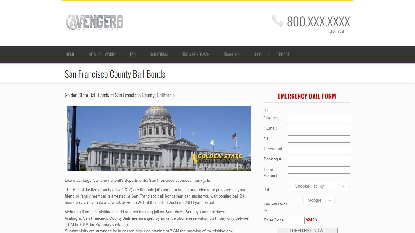 San Francisco County California Bail Bonds | California ...